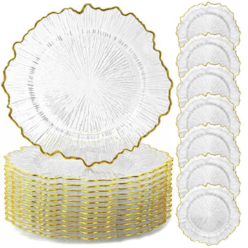 50Pack Clear Charger Plates, 13 inch Reef Chargers for Dinner Plates