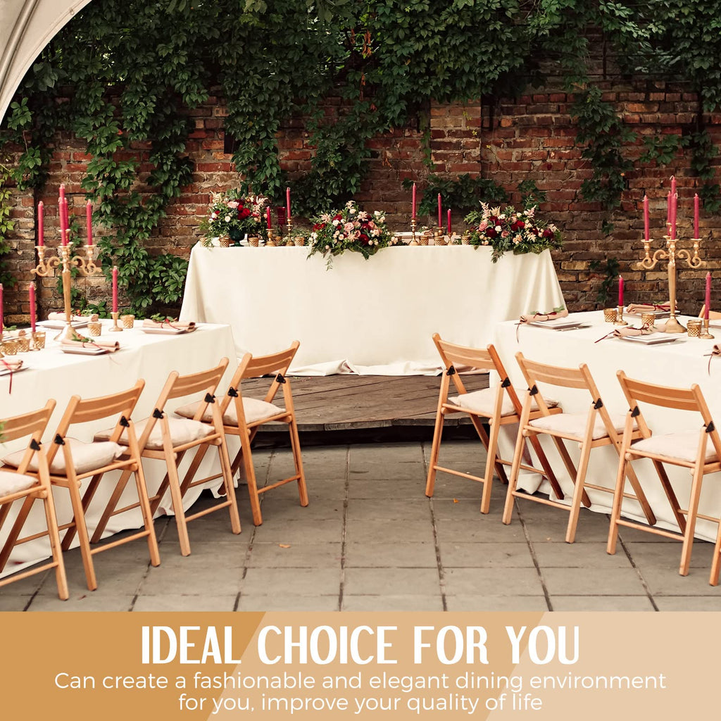 8 Pack Wedding Satin Tablecloth 102 x 58 in Rectangle, Ivory