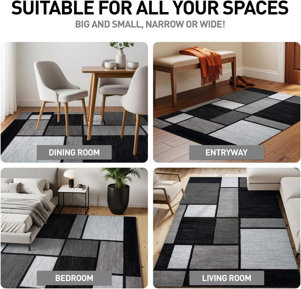 Modern Geometric Large Fade-Resistant Area Rug Gray 10' x 14'