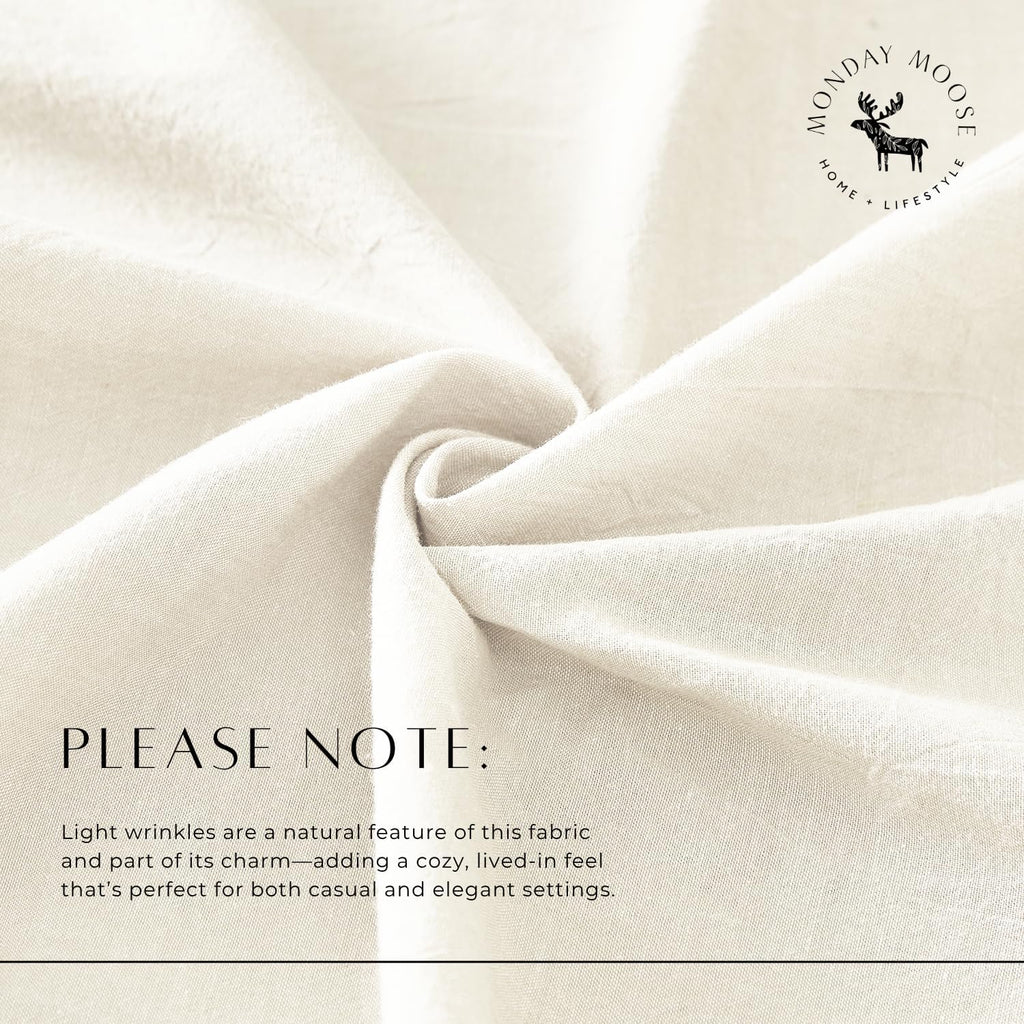 Ruffle Farmhouse Rustic Rectangle Natural Stonewashed Cotton Tablecloth (60x120 inch, White)