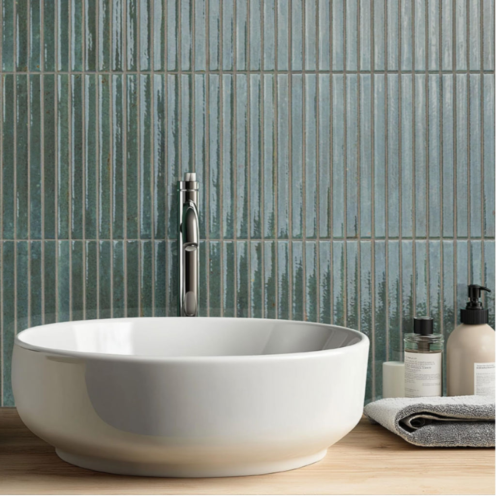 Sage Green Ribbed Ceramic Wall Tile (1 Piece)