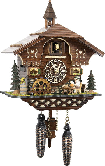 Cuckoo Palace German Cuckoo Clock - The Brotzeit House - with Quartz Movement - 10.3 inches high - Black Forest Clock