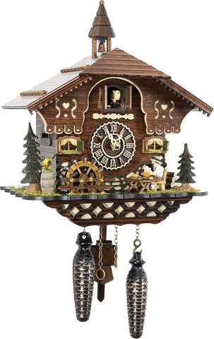 Cuckoo Palace German Cuckoo Clock - The Brotzeit House - with Quartz Movement - 10.3 inches high - Black Forest Clock