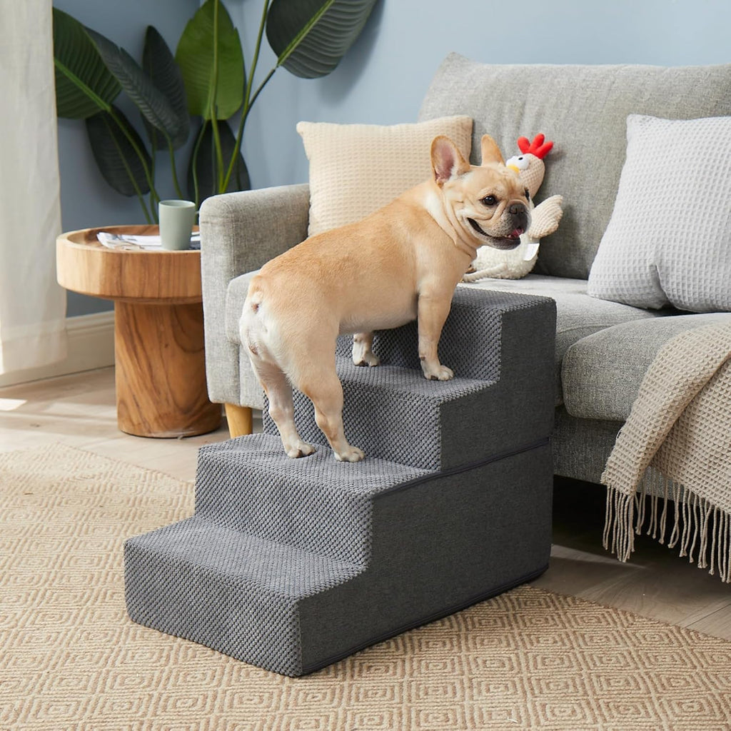 Dog Stairs for Bed 18" H, 4-Step Dog Steps for High Bed, Pet Steps for Small Dogs and Cats