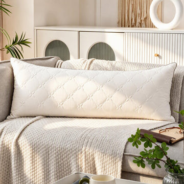 Memory Foam 14 x 36 Inch Pillow Insert, With Diamond Quilted Cover, White