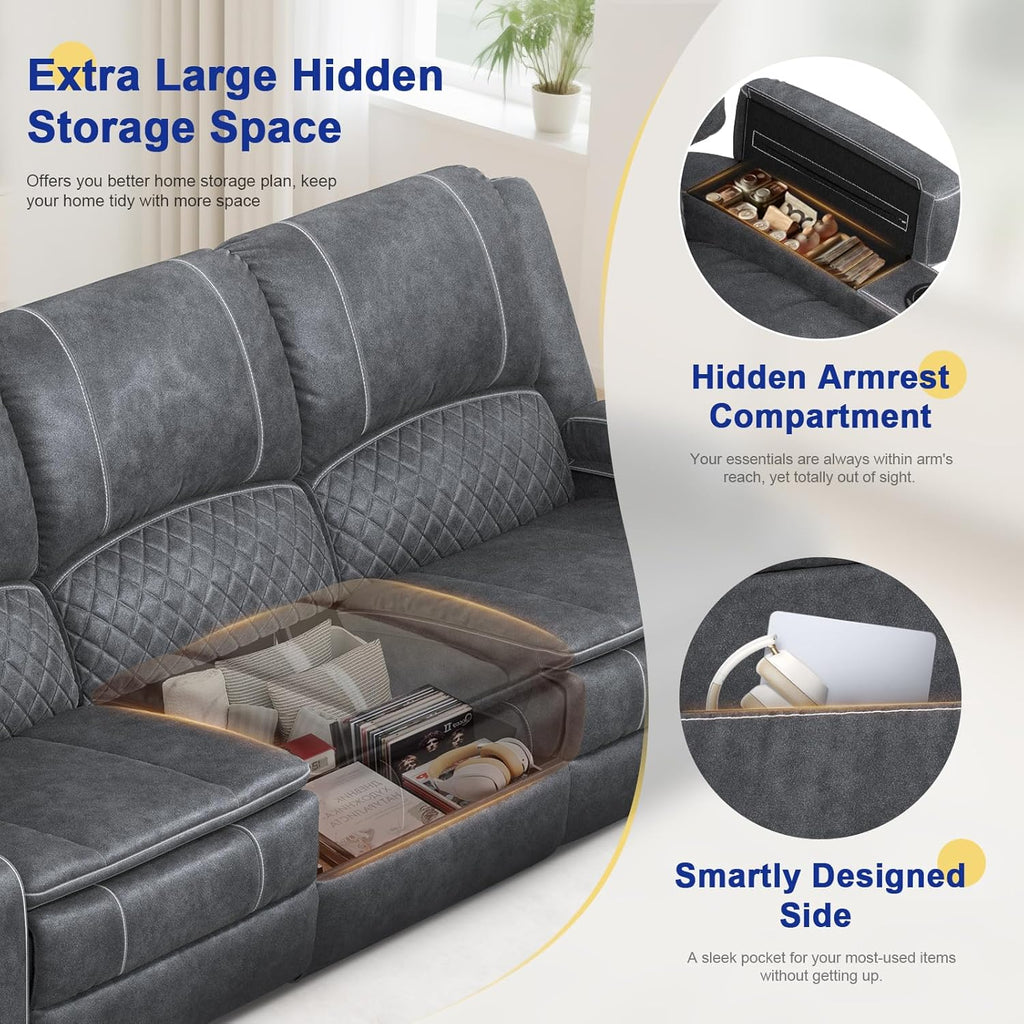 3+1 Seaters Recliner Sofa, Maximum Load Capacity 1800lbs & Ergonomics Design