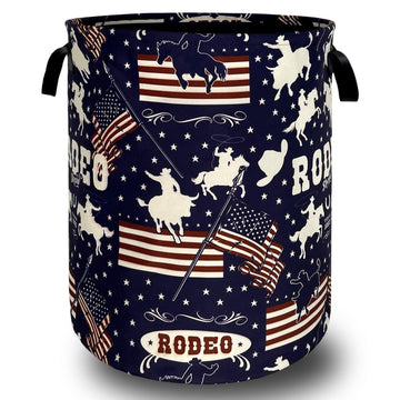 Western Cowboy Laundry Basket Oxford Cloth Foldable Hamper 18.9x16.5 Inch