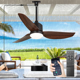 42 Inch Waterproof Gazebo Fans with Lights Outdoor Hanging - Plug in Remote App Control for Patio Indoor Farmhouse Porch - 6 Speed Reversible DC Motor Walnut A101-B0F4NJHP76