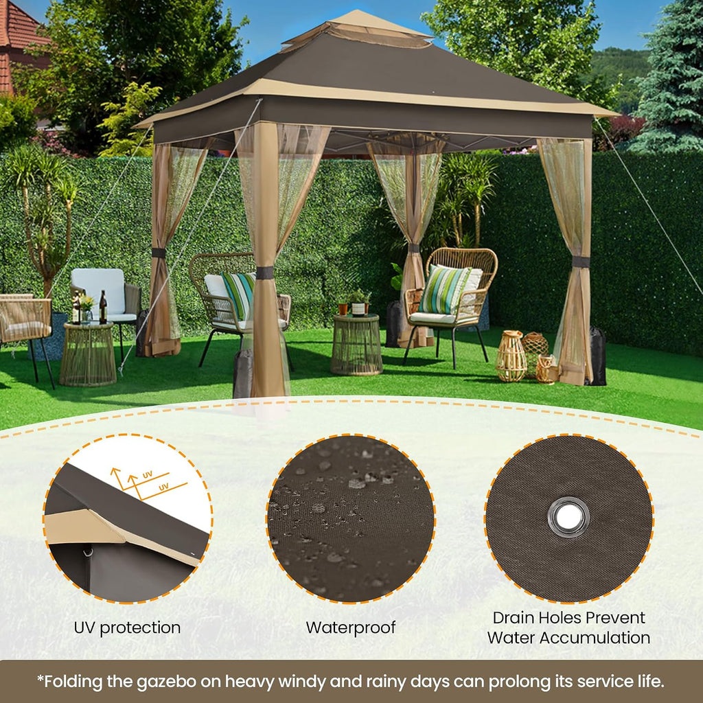 11x11 Pop Up Gazebo Outdoor Canopy Shelter, Instant Patio Gazebo Sun Shade Canopy Tent with 4 Sandbags