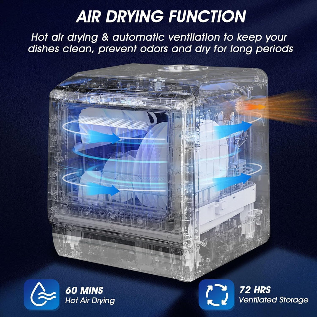 Portable Countertop Dishwashers, 5 Washing Programs Mini Dishwashers with 5 L Built-in Water Tank and Double-layered