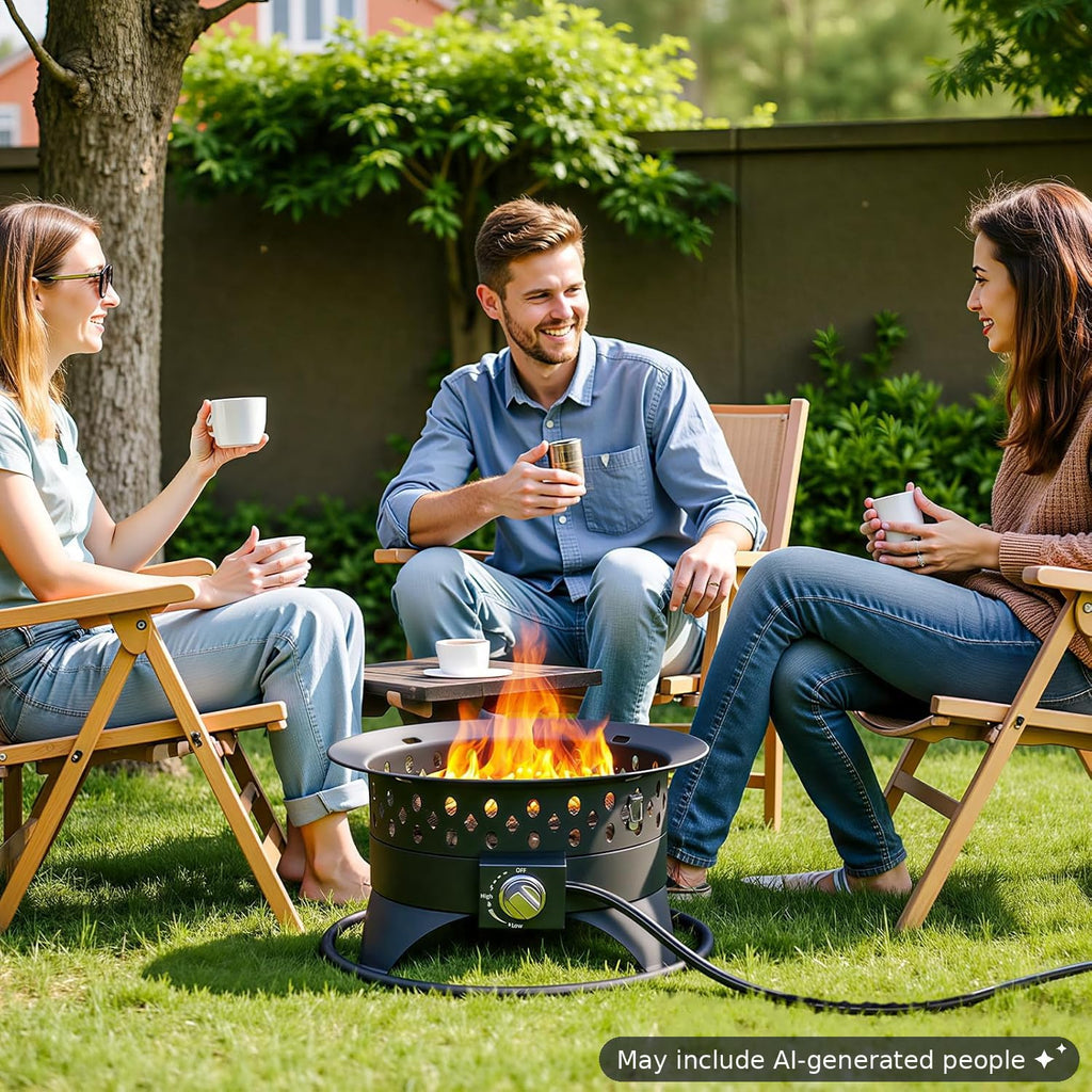 Propane Fire Pit with Grill, 20 in, 60, 000 BTU