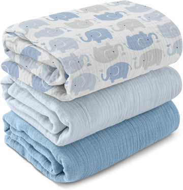 Muslin Swaddle Blankets for Boys, Large 40''x38''