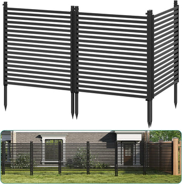 3 Pack Privacy Fence Panels for Outside, 48" h x 106" w No-Dig Metal Garden Fencing, Rustproof Decorative Panels for