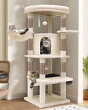 Corner Cat Tree, 51in Curved Series Modern Cat Tower for Indoor Cats with Hammock, 7 Sisal Scratching Posts