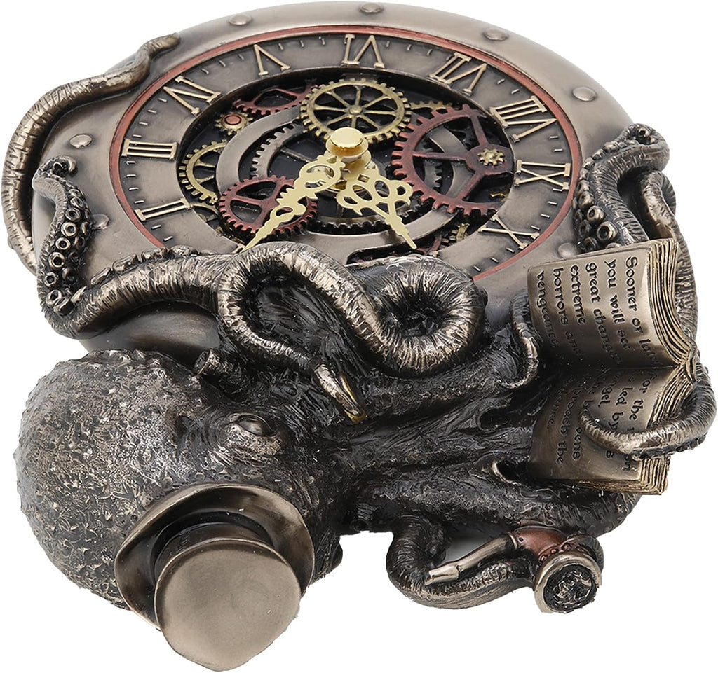 Veronese Design 7 5/8 Inch Tall Steampunk Octopus Nostradamus Prophet Wall Clock Sculpture