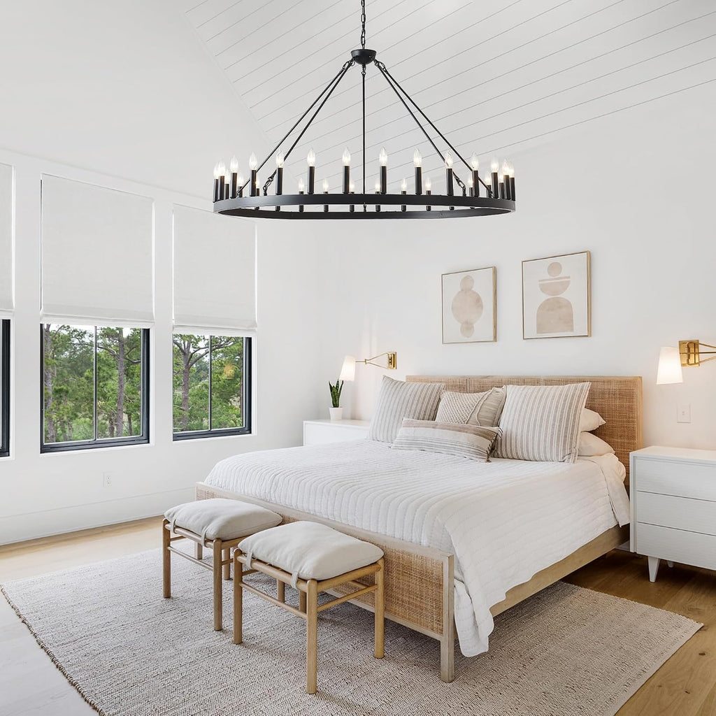 53 Inch Black Extra Large Wagon Wheel Chandelier