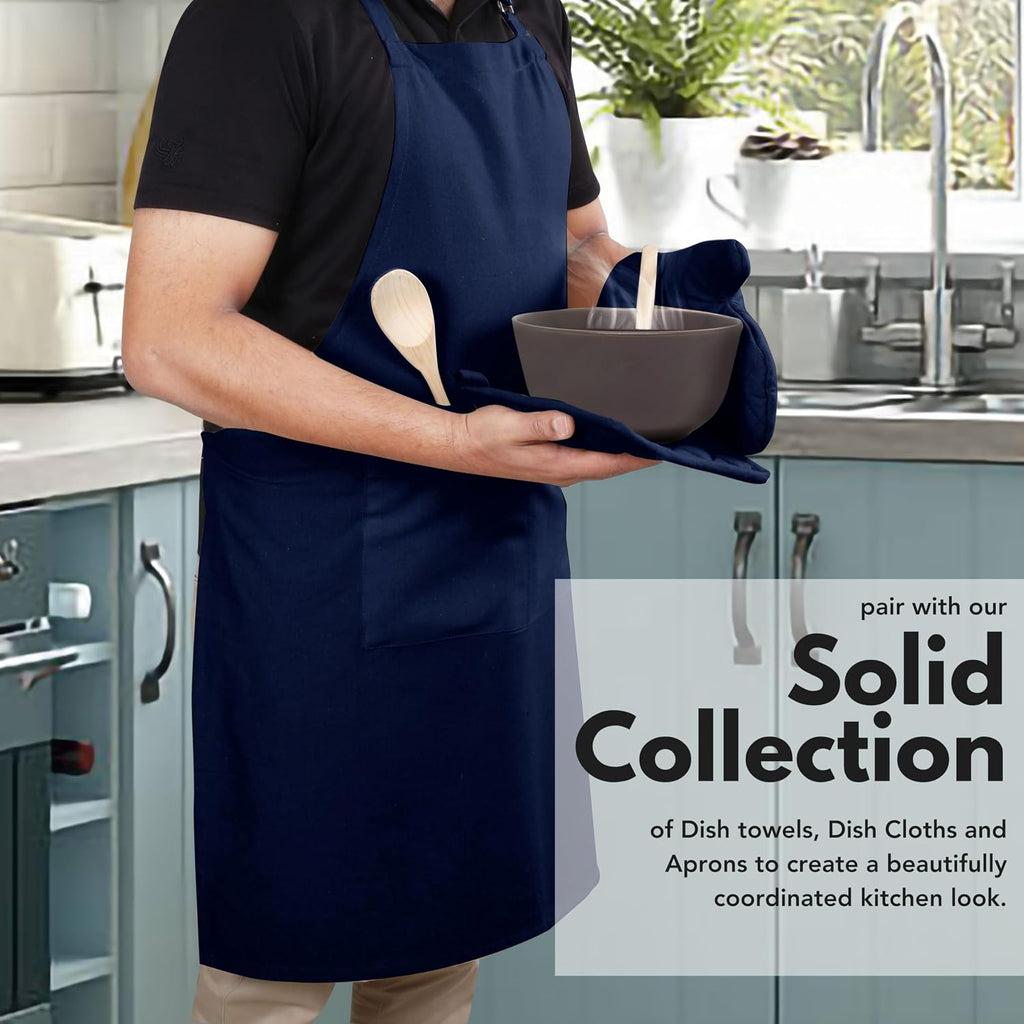 4 Piece Set - 2 Oven Mitts & 2 Potholders, Heat Resistant, 100% Cotton, Quilted Design, Non-Slip Grip, Machine