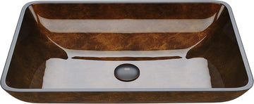 Vigo Vessel Sink Brown - 23” Artistic Rectangular Bathroom Vessel Sink