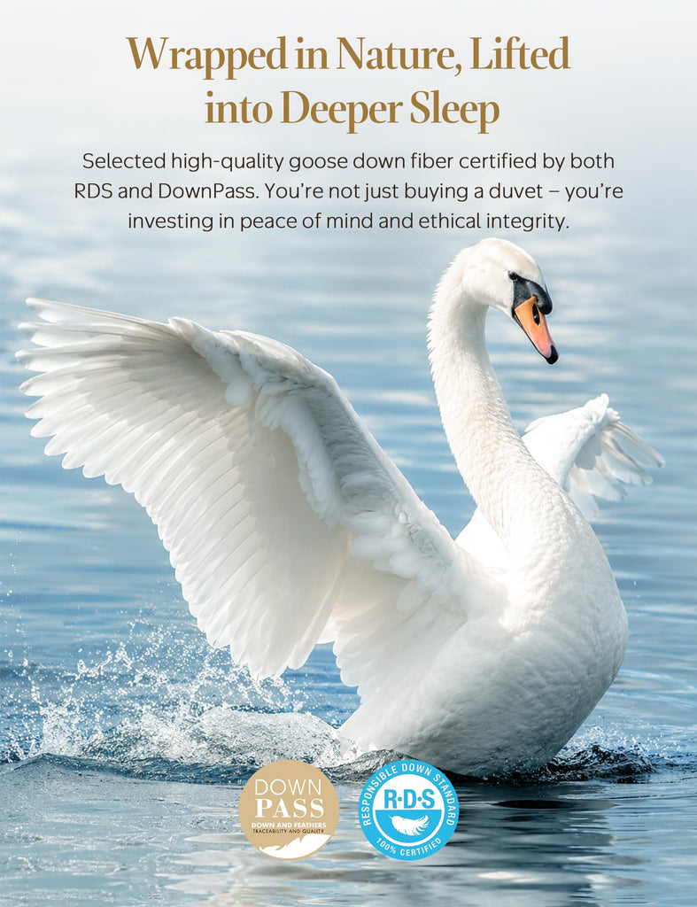Goose Feather Down Fiber Comforter King Size, Fluffy Duvet Insert