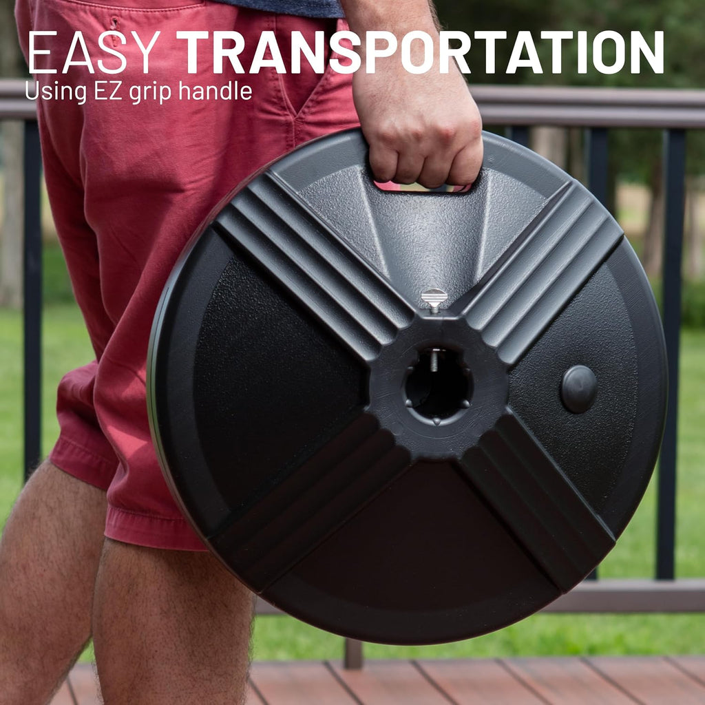Durable 50 Pound Fillable Umbrella Base Designed to be Used with a Patio Table - Black