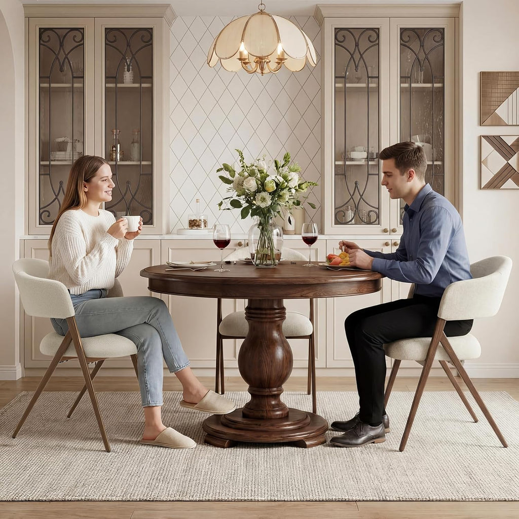 Dining Chairs Set of 2, Modern Fabric Upholstered Dining Room Kitchen Side Chairs with Iron Legs