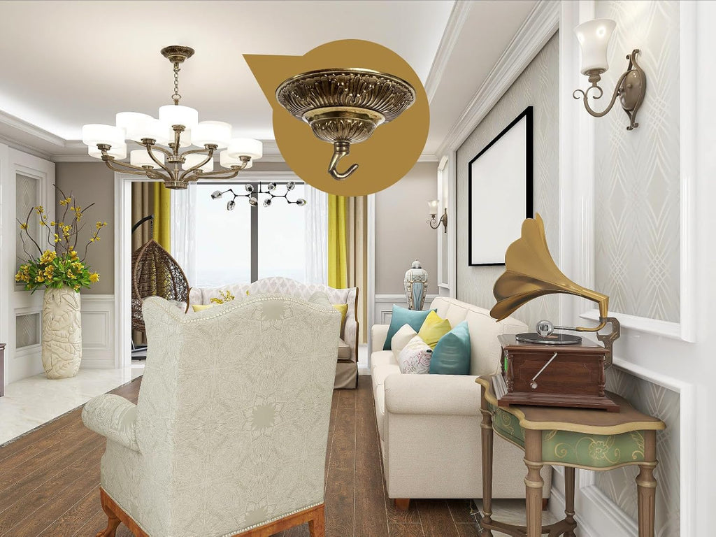 5.71" All Copper Chandelier Canopy Kit with Lamp Parts Hardware and Hooks, Light Fiture Cover as Ceiling Medallion