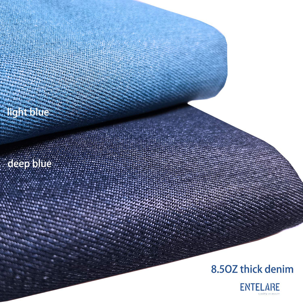 8.5OZ Cotton Durable Denim Fabric 62 Inches Width (Light Blue 1Yard)