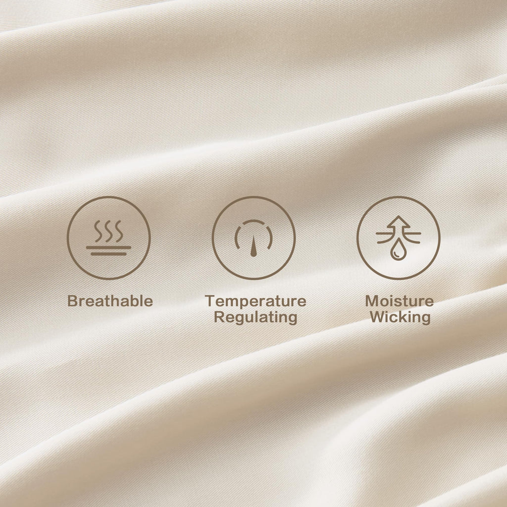 Beige Queen Sheets Set 100% Viscose Derived from Bamboo