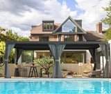 10x20FT Louvered Pergola Outdoor Sun Shade Shelter with Aluminum Frame and Adjustable Metal Rainproof Roof for Garden