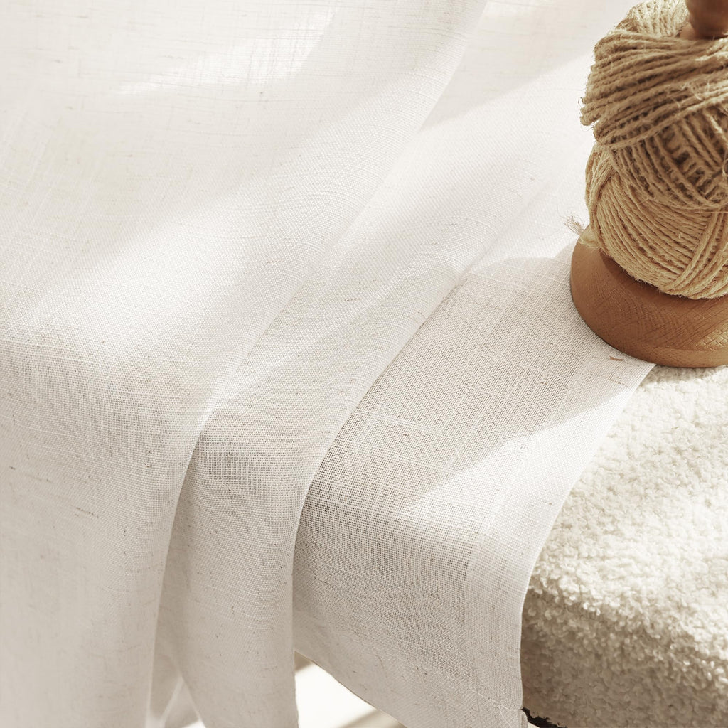 2 Panels Set Cream Linen Curtains 108 Inches Long Neutral Rustic Farmhouse Light Filtering Semi Sheer Linen Drapes