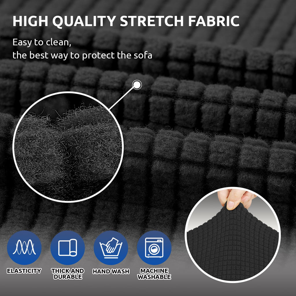 Stretch Couch Covers for Sofa, 3 Cushion Couch Slipcover, Black