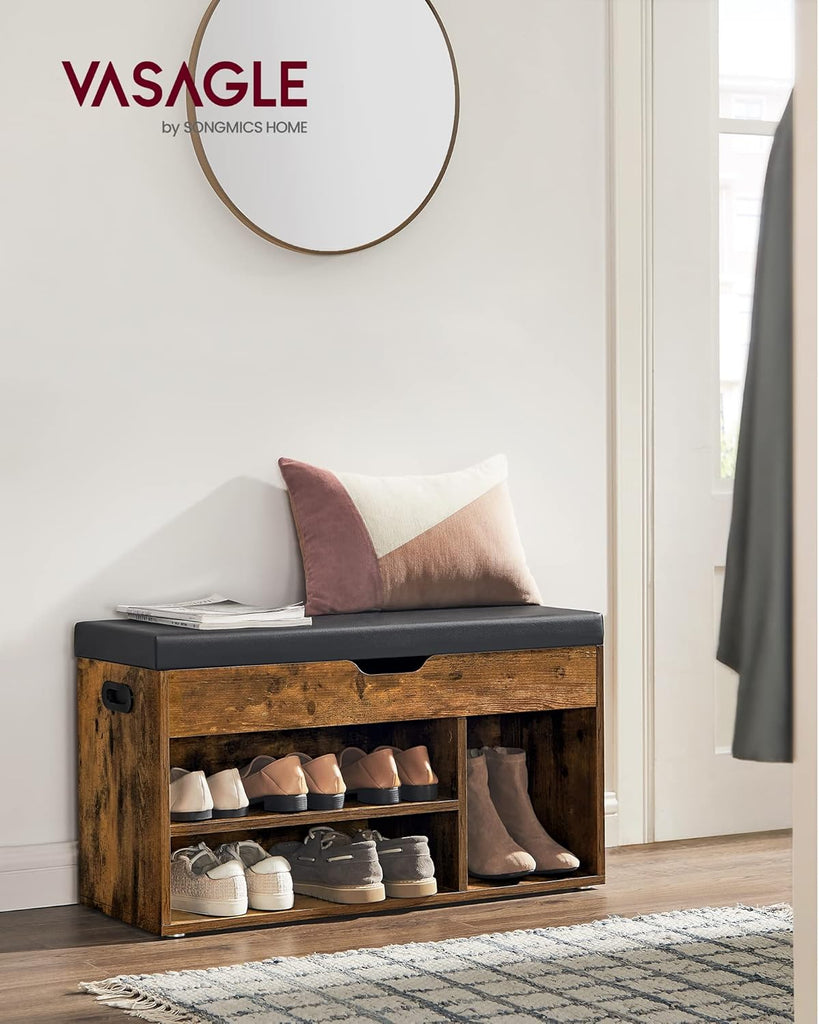 Storage Bench with Cushion, Shoe Bench, Padded Seat, Hidden Storage, Entryway, Hold up to 300 lb, 11.8 x
