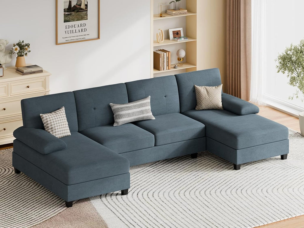 Sectional Couches for Living Room, U-Shaped Sofa with Chaise, 4-seat Large Sectional Modern Couch for Living Room