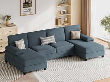 Sectional Couches for Living Room, U-Shaped Sofa with Chaise, 4-seat Large Sectional Modern Couch for Living Room