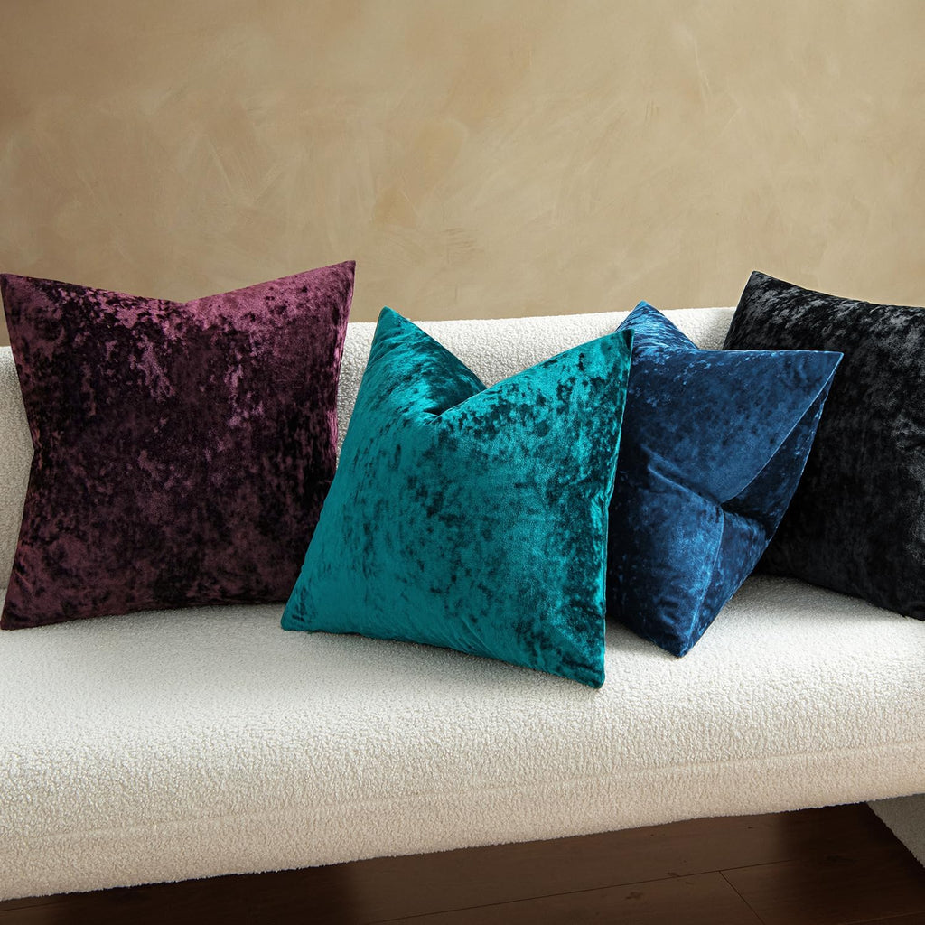 Velvet Throw Pillow Covers Set of 2, Soft Neutral Decorative Pillow Cases with Luxurious Textured Vintage Cushion