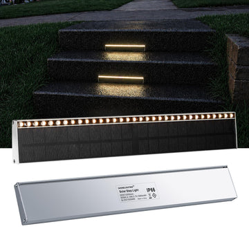 Solar Step Lights Outside, 33 Focused LEDs, Stair Light, 2PK