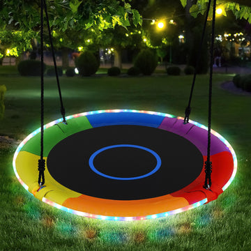 40" Saucer Tree Swing with LED Lights, Heavy Duty