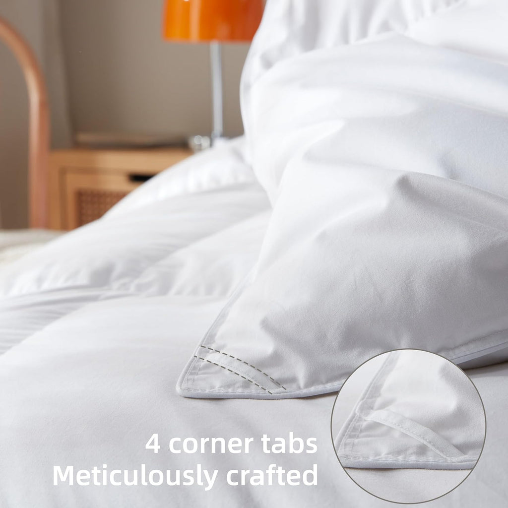 Feather Down Comforter Queen,Hotel Style Bedding Comforter,750+ Fill Power,1200TC,100% Organic Cotto
