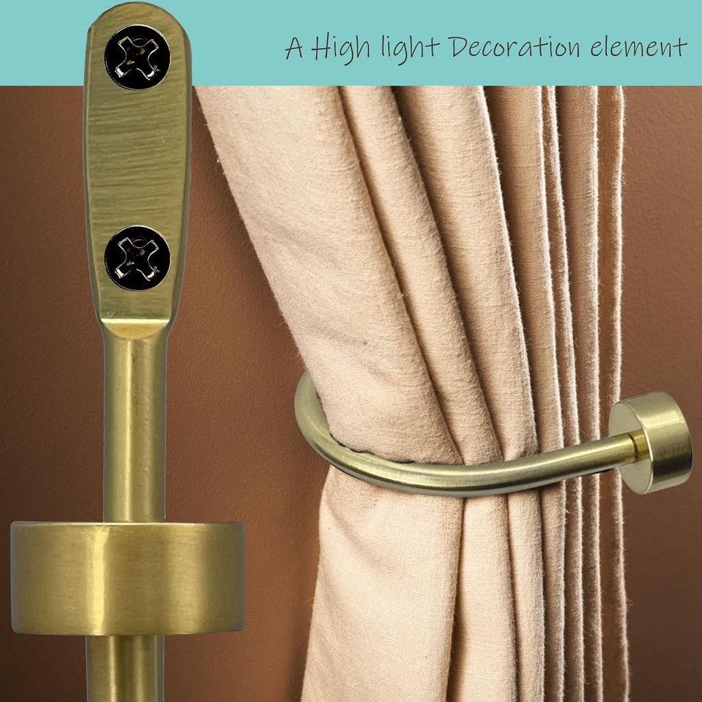 Quality Curtain Holdbacks, Solid Steel Curtain Holdback with Disk Finial,Electroplate Finishes, Set of 2 Window