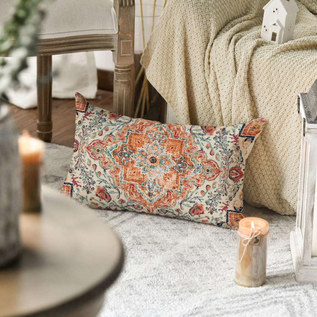 Boho Throw Pillow Cover, 12 x 20 Inch Bohemia Ethnic Style Carpet Pattern Cushion Case