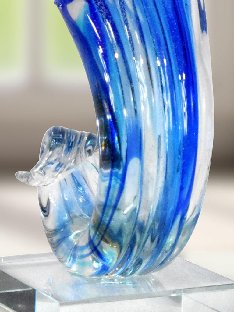 AS15206 Pacific Wave Art Glass Sculpture, Blue