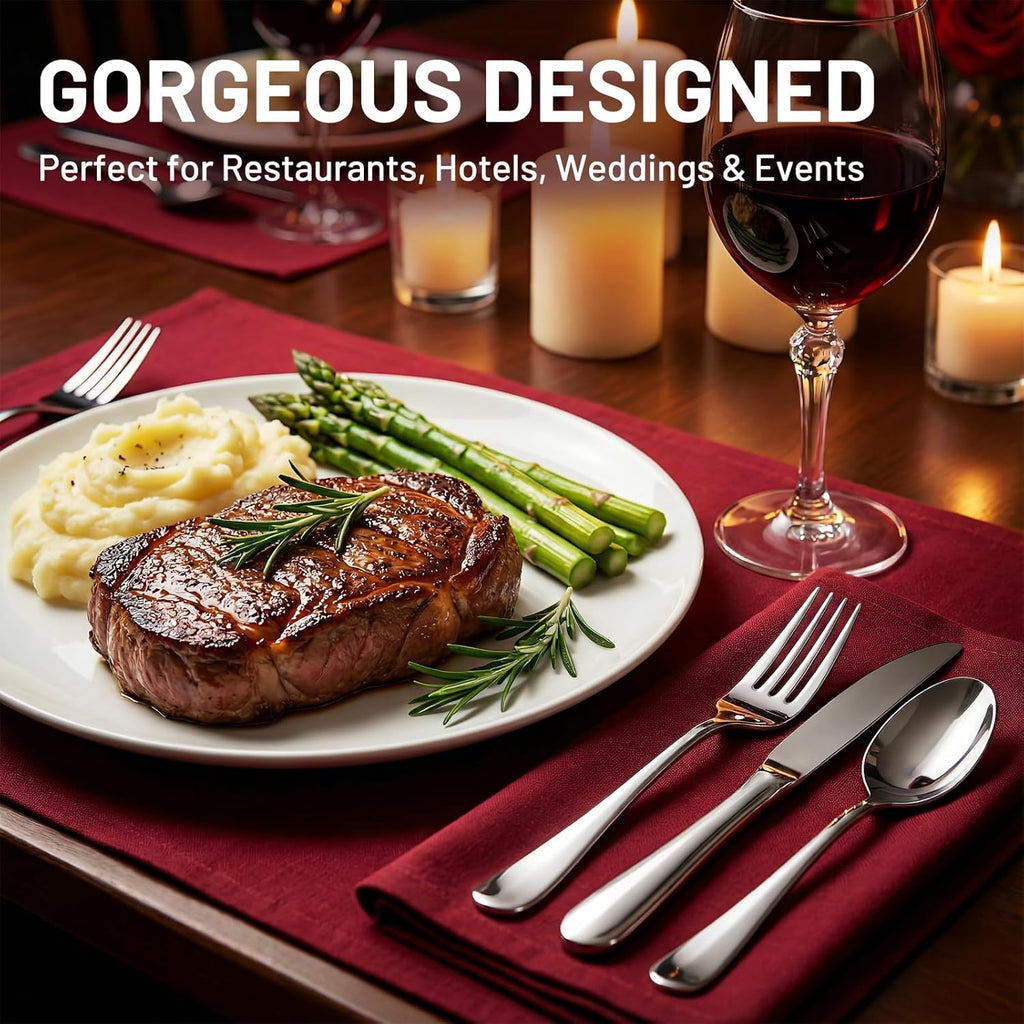 40 Pack Silverware Set for 8, Food-Grade Stainless Steel Flatware Set