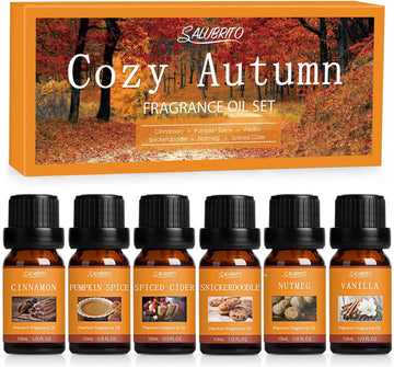 Fall Fragrance Oils Set, Autumn Essential Oil for Diffuser, Candle Making, Aromatherapy Oils Gift - Cinnamon, Pumpkin - Set of 2