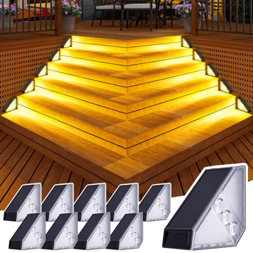 Solar Step Lights Suitable for Garden Patio Stair Decor Warm White-10P