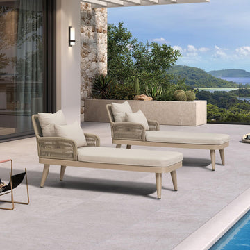 Patio Chaise Lounge Chair with 2 Pillows Aluminum Champagne | Heavy-Duty Aluminum Frame, All-Weather Durability