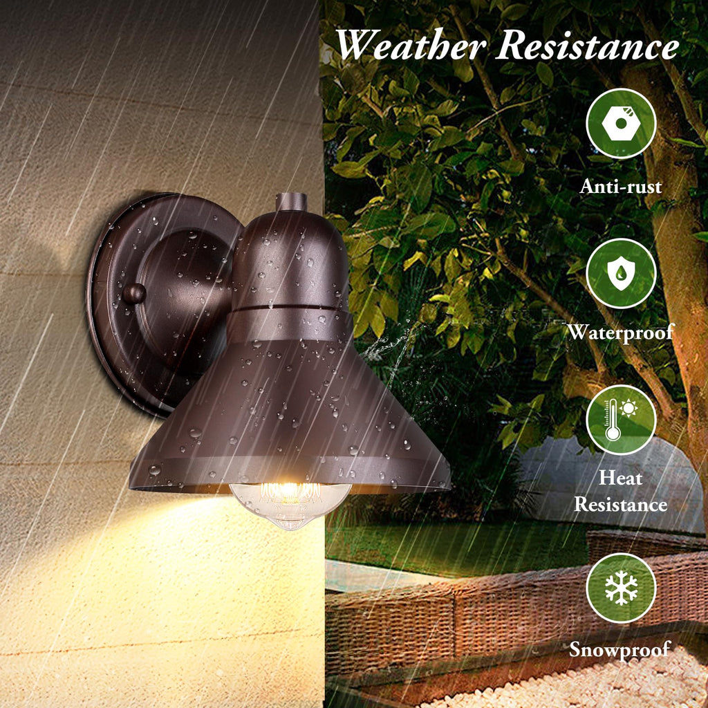 Outdoor Barn Wall Light Fixtures, 2-Pack Brown Exterior Wall Lantern, Waterproof Anti-Rust Lighting with E26 Socket