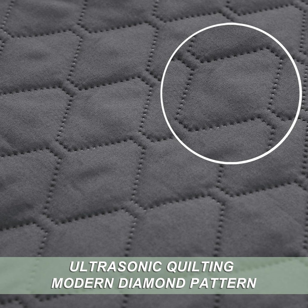 Reversible Full Queen Quilt Bedding Set, Grey