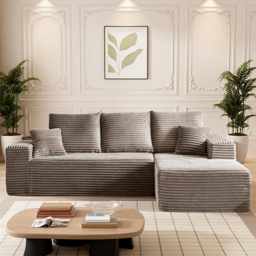 108" Boneless Couches, L Shaped Comfy Cloud Modular Sectional Memory Foam Deep Seat Boneless Couch, No Assembly