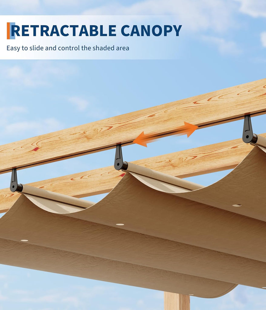 10x10 ft Outdoor Metal Pergola, Aluminum Pergola Gazebo with Adjustable Canopy & Reinforced Frame