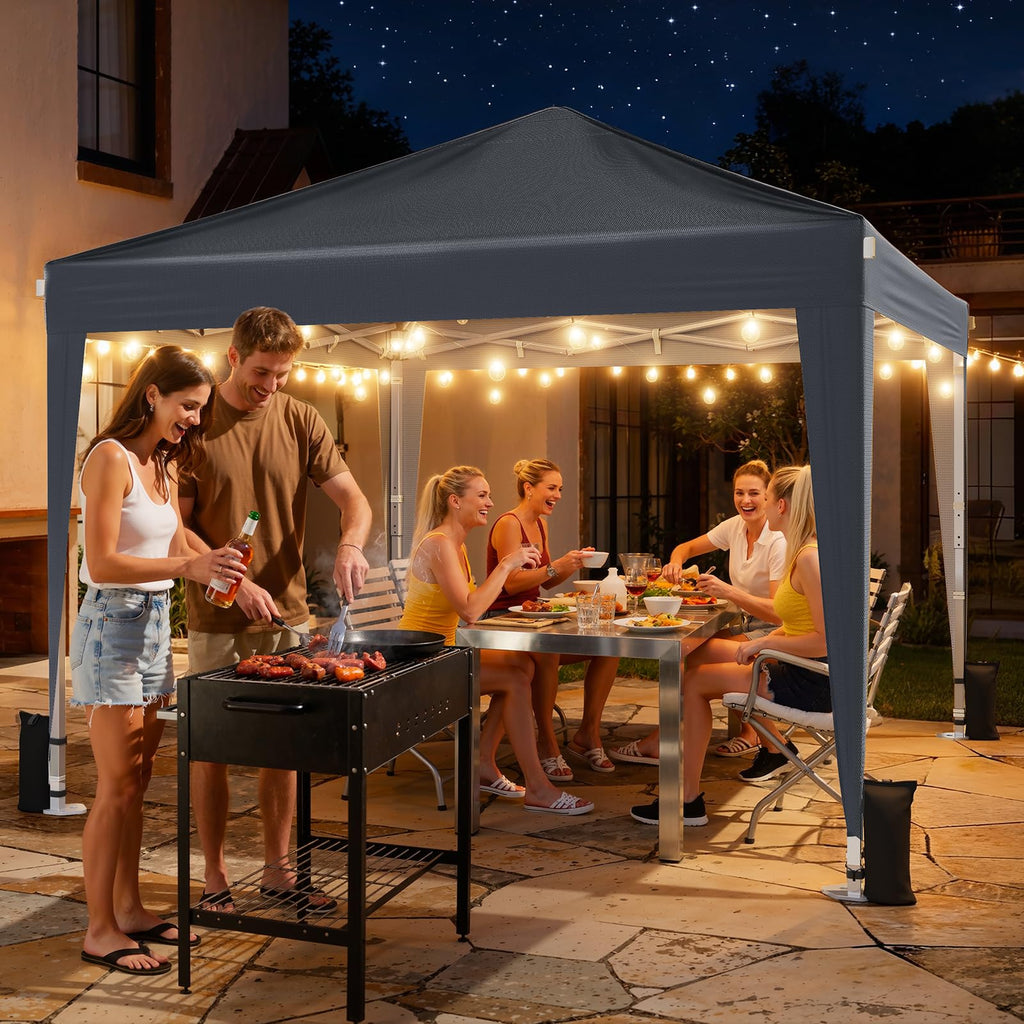 10x10 Pop Up Canopy Tent with Sidewalls, Portable Shelter, Dark Grey